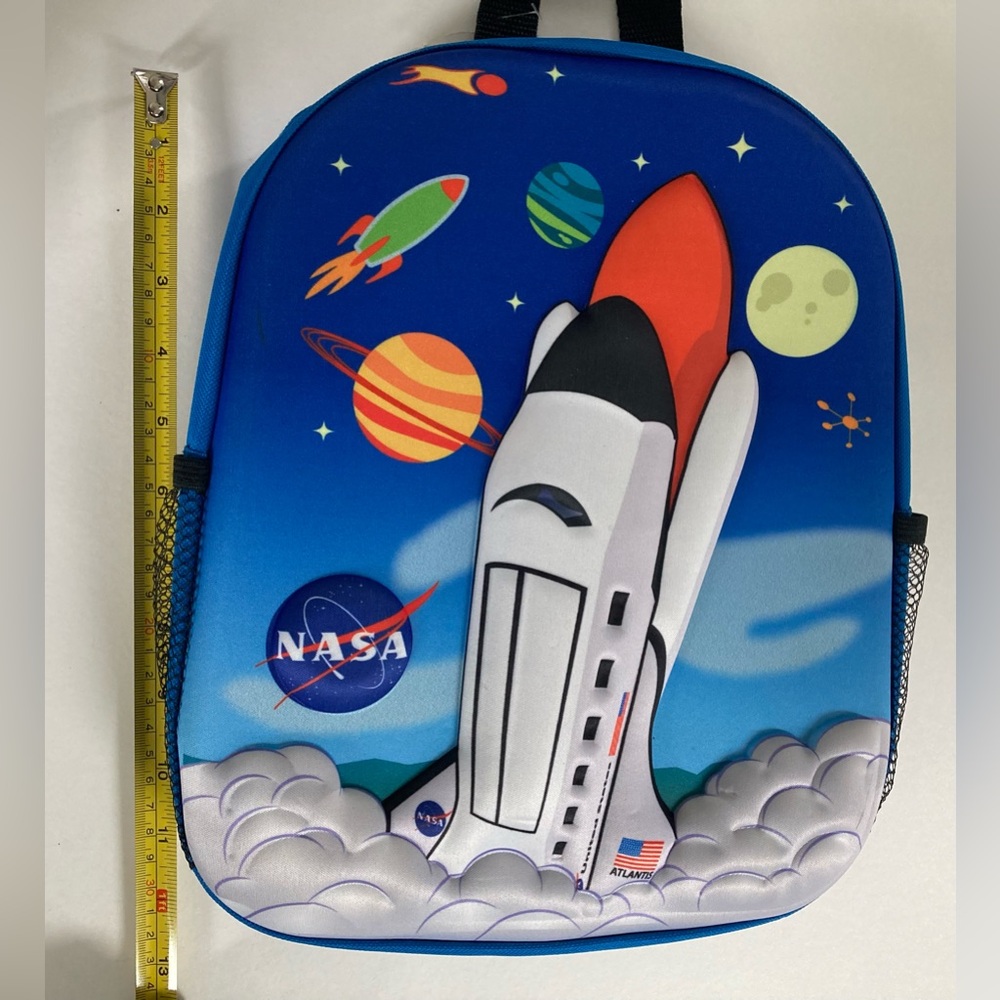Kids NASA Space Shuttle Atlantis Planets 3D School Backpack with TAGS 12" x 10" - Picture 8 of 11